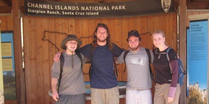 Students standing in front of Channel Island National Park