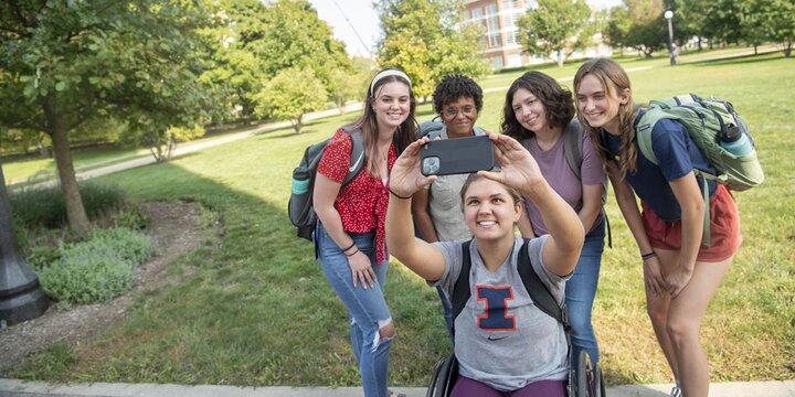 A group of students taking a selfie